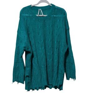Anthropologie Teal Crew Neck Sweater